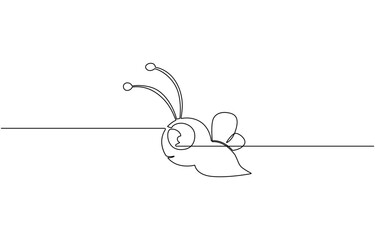 Bee one continuous line sketch. Hand drawn doodle illustration of insect, line art isolated on a white background, illustrating a honey bee and honeycomb.