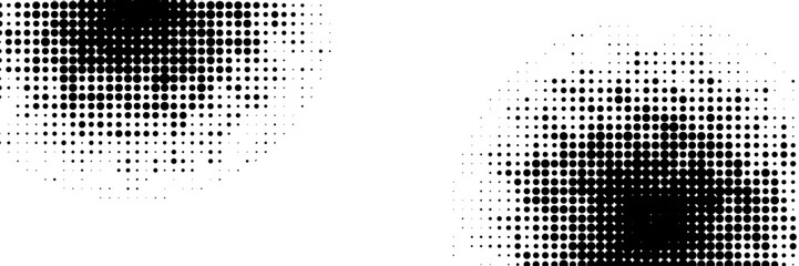 Halftone gradient. Dotted gradient, smooth dots spraying and halftones dot background seamless horizontal geometric pattern vector template set. modern vector ilustration