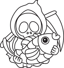 Illustration of cute skull ghost icon.
Funny skull ghost in activities stickers.
Angel of death cute elements.