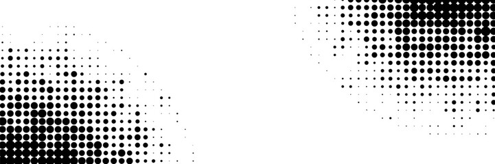 Halftone gradient. Dotted gradient, smooth dots spraying and halftones dot background seamless horizontal geometric pattern vector template set. modern vector ilustration