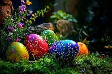 Festive Easter Egg Hunt in a Backyard Garden