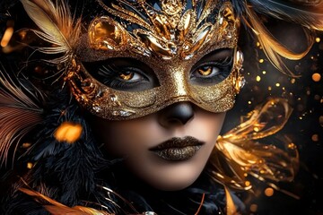 Vibrant Mardi Gras Mask Against a Black Backdrop