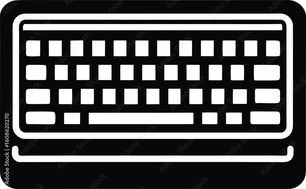 Poster computer keyboard silhouette isolated on transparent background