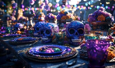 Traditional decorations for a unique Day of the Dead feast.
