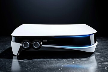 Sleek and futuristic video game accessories displayed creatively.