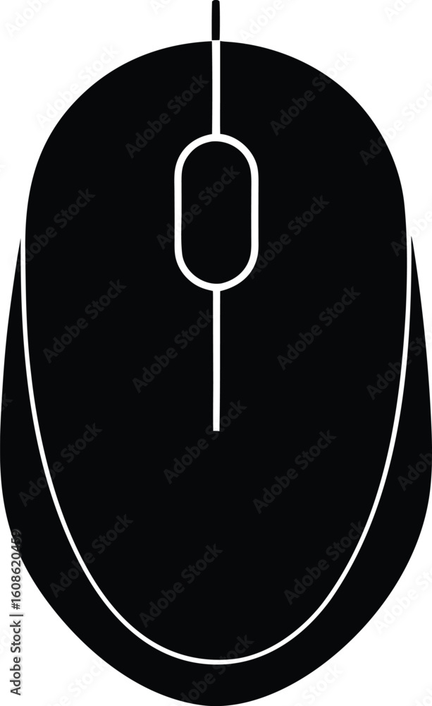 Poster computer mouse silhouette isolated on transparent background