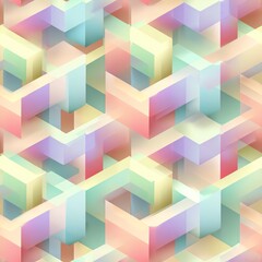 Seamless Abstract pastel geometric pattern with layered shapes, seamless design.