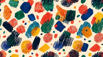 Seamless Abstract colorful hand-drawn pattern on a white background.