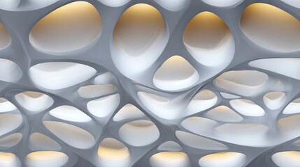 Seamless Abstract architectural design with organic shapes and soft lighting.