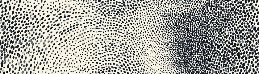 Seamless Abstract black and white dotted texture with swirling patterns.
