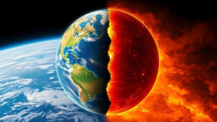 An abstract Earth split into glowing and dark halves, depicting global energy imbalance.