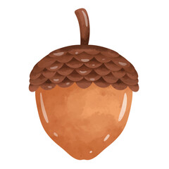 Acorn vector illustration in watercolor painting style, perfect for autumn and fall designs