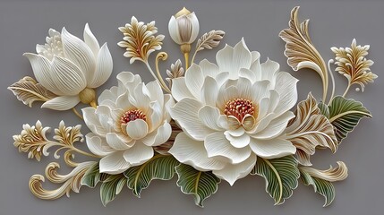 Luxury paper flower wall pattern high resolution image
