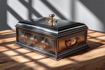 Luxury vintage jewelry box with golden accents high resolution image