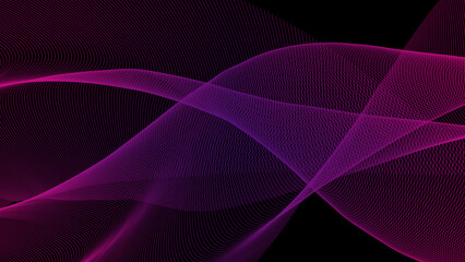 3D waves with neon pink and purple mesh lines on a black background