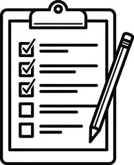 Vector art of a clipboard with a checklist and pencil illustration