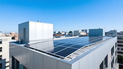 Solar Panels Installed on a Modern Building Roof