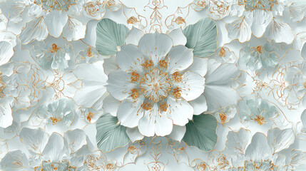 3d Minimal Mandala frame background with gold lines, boho style, centered empty space, floral ornament, line art, decorative