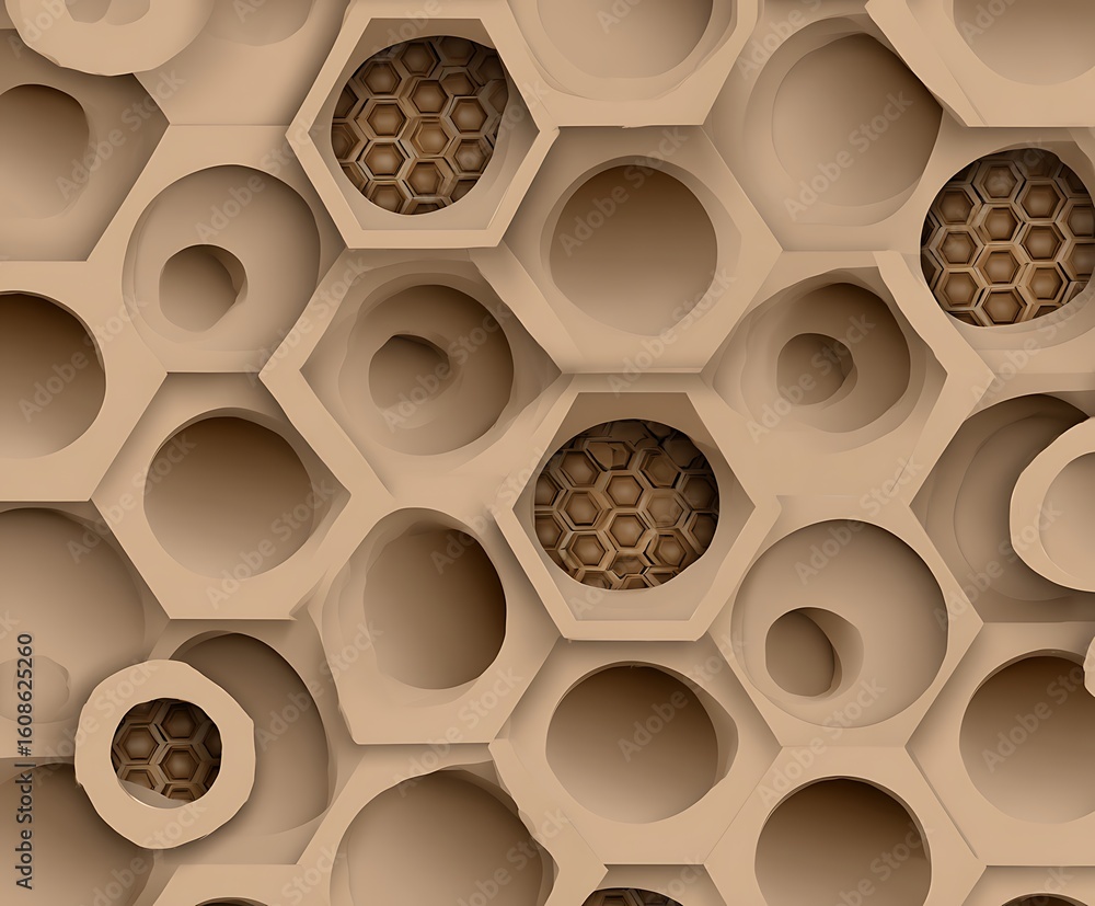 Poster abstract beige hexagonal honeycomb pattern background