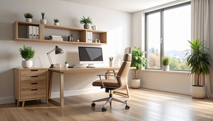 Modern Home Office with Natural Light and Minimalist Design