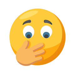 3D-Icon – Besorgtes Emoji mit Hand vor dem Mund