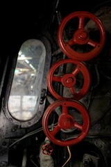 Valves in a Historic Steam Locomotive Engine Compartment