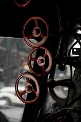Valves in a Historic Steam Locomotive Engine Compartment