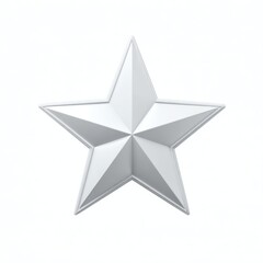 White Five Pointed Star 3D Render on White Background