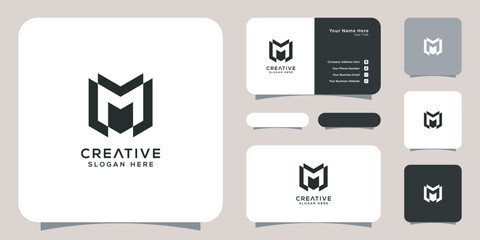 set of initials letter M abstract logo vector design