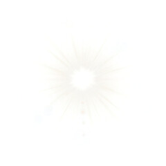 Bright White Sunburst Light Effect for Abstract Digital Backgrounds and Overlays, PNG