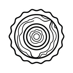 Fototapeta premium Tree Ring Outline Vector Icon – Minimal Line Art of Wood Annual Growth Rings Isolated on White Background