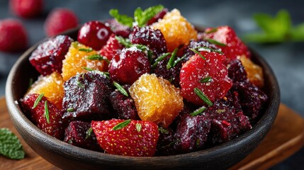 Roasted Fruit Bowl with Herbs, Healthy Dessert