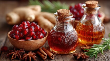 Pomegranate Syrup and Seeds: Gourmet Infusion with Spices