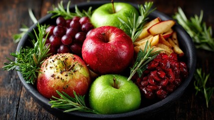Autumn Harvest Fruit Bowl with Rosemary