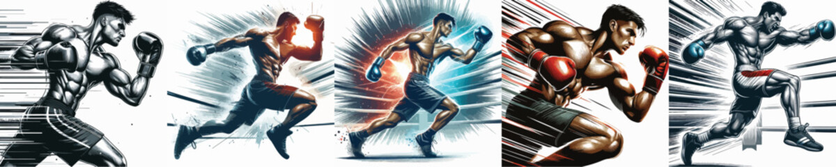 VECTOR IMAGE OF A MAN BOXING ON A WHITE BACKGROUND