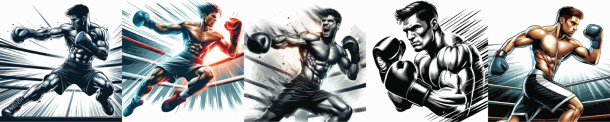 VECTOR IMAGE OF A MAN BOXING ON A WHITE BACKGROUND