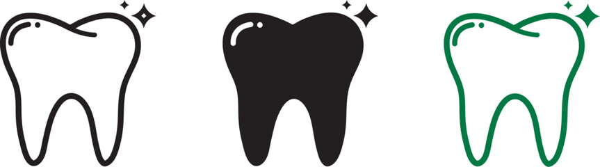 Clean sparkling tooth icon representing dental hygiene and Vector, Graphics 