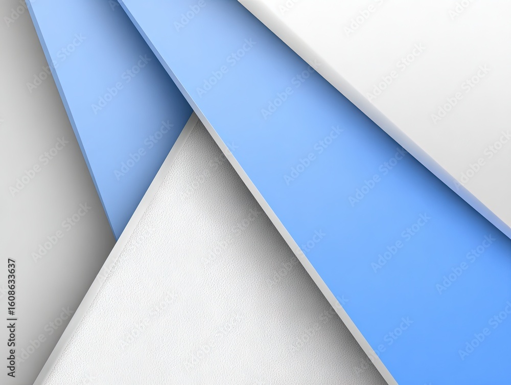 Poster abstract minimalist composition with overlapping diagonal panels in soft blue and white tones creati