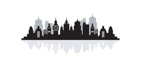 Naklejka premium Silhouette skyline illustration Free Vector
