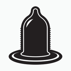 Black Condom Icon on White Background – Contraception and Sexual Health Vector