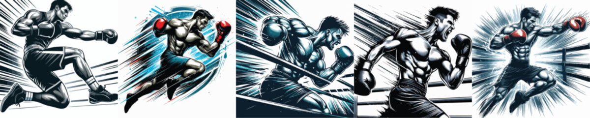 VECTOR IMAGE OF A MAN BOXING ON A WHITE BACKGROUND