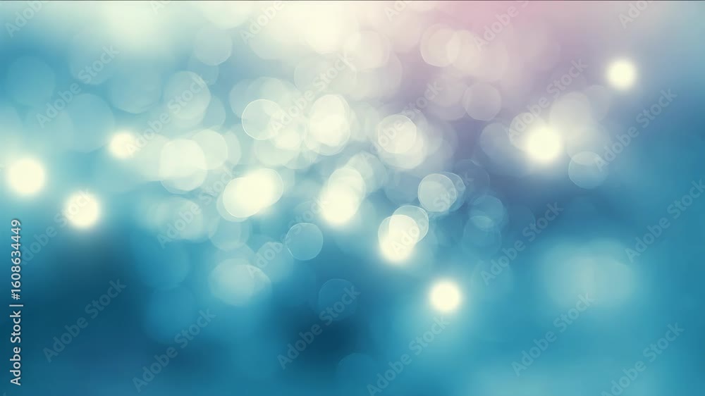 Poster abstract shimmering blue bokeh lights with soft glow and vibrant background
