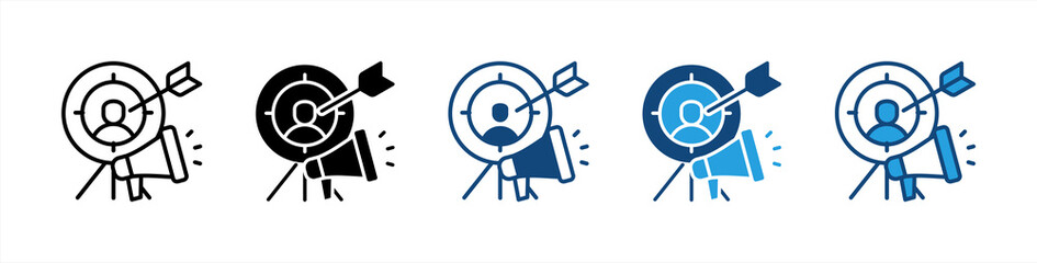 Target Audience icon set multiple style collection
