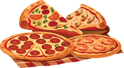 3d pizza fast food items vector 