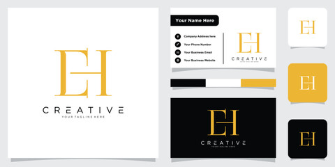 Initial EH Logo Design Vector With Business Card Design