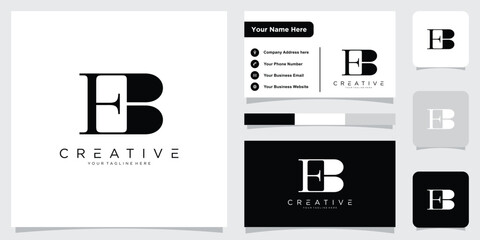 Initial EB or BE Logo Design Vector with business card design template