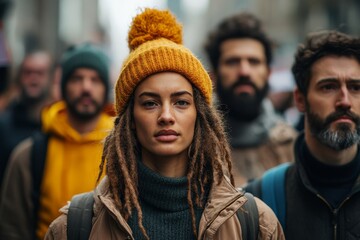 Group of people protesting on the streets, striking and demonstrating for social causes, illustrating activism and the pursuit of justice, Generative AI