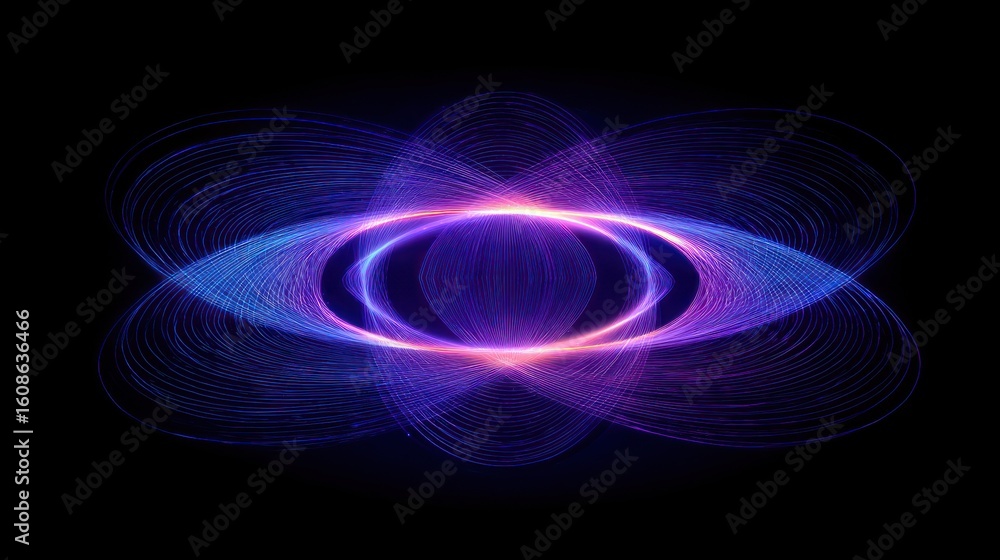 Poster abstract swirling lines of light form a symmetrical, eye-like pattern