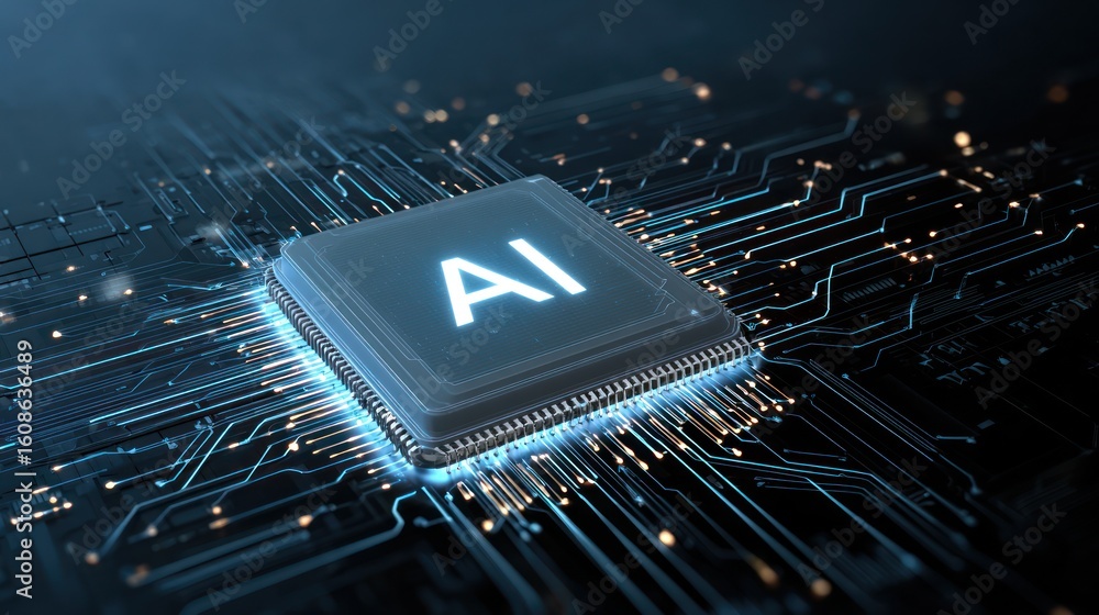 Aufkleber futuristic rendering of a central processing unit (cpu) featuring neon-lit 