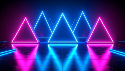 Neon triangles, dark, vibrant